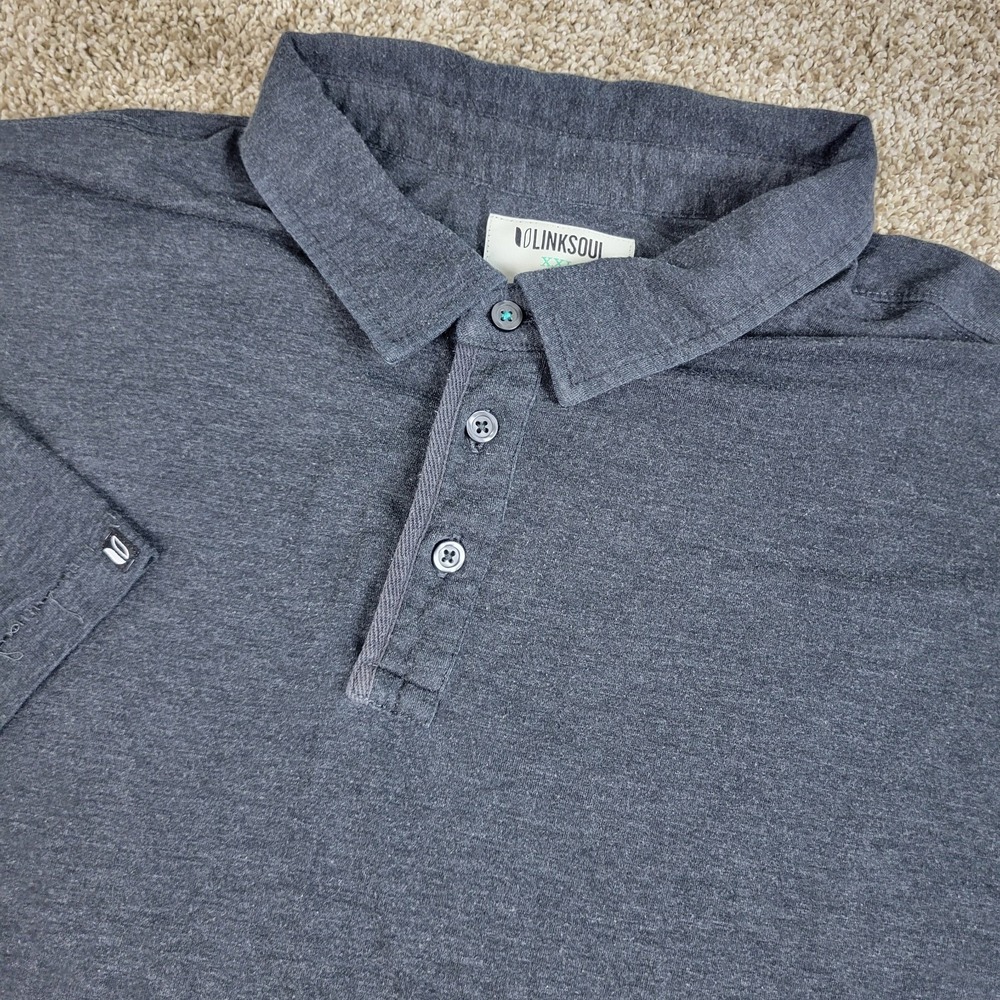 Linksoul Mens 2XL Solid Gray Performance Stretch Polo Short Sleeve
